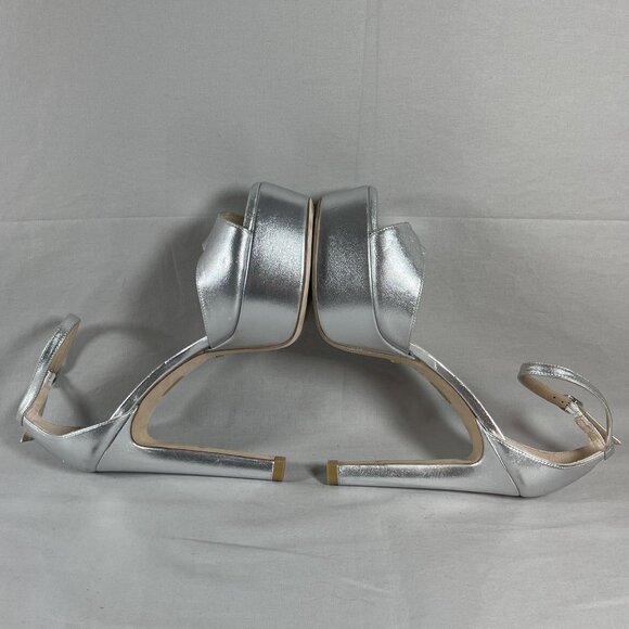 Stuart Weitzman Women's Silver Leather Discoplatform Sandals Shoe Size 7-NEW - Picture 7 of 9